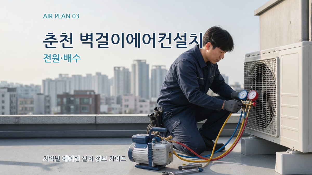 춘천 벽걸이에어컨설치 전원·배수